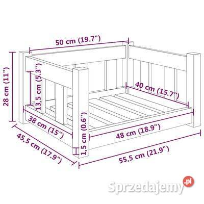vidaXL Legowisko psa 555x455x28 lite drewno Warszawa