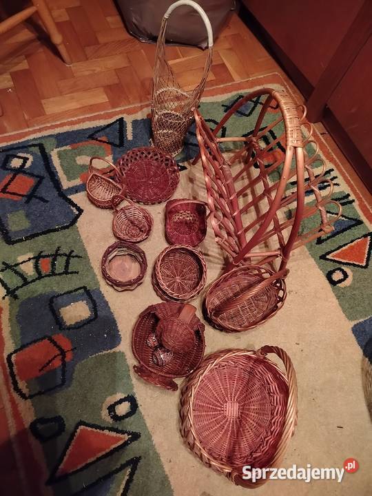 Duży zestaw wikliny vintage PRL Gazetnik kosze śląskie Bytom sprzedam