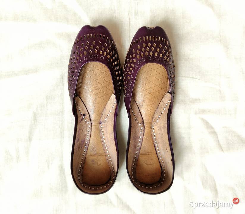 Fioletowe skórzane buty balerinki 37 skóra Szczecin