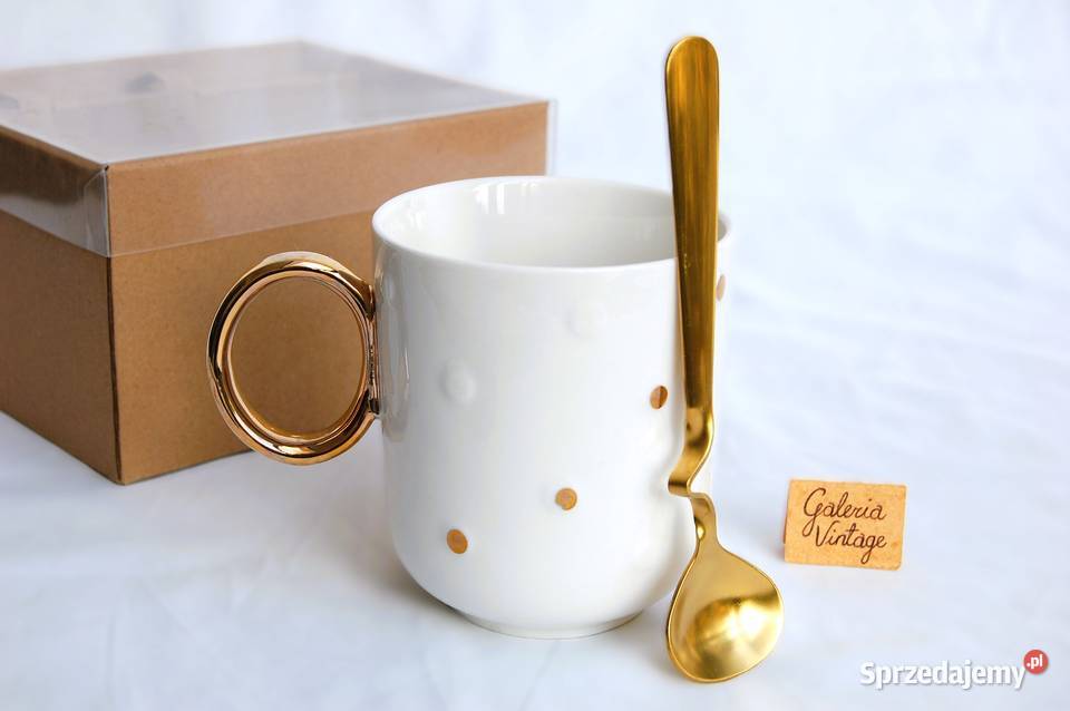 Florina kubek prezentowy z łyżeczką Dots Gold Lublin