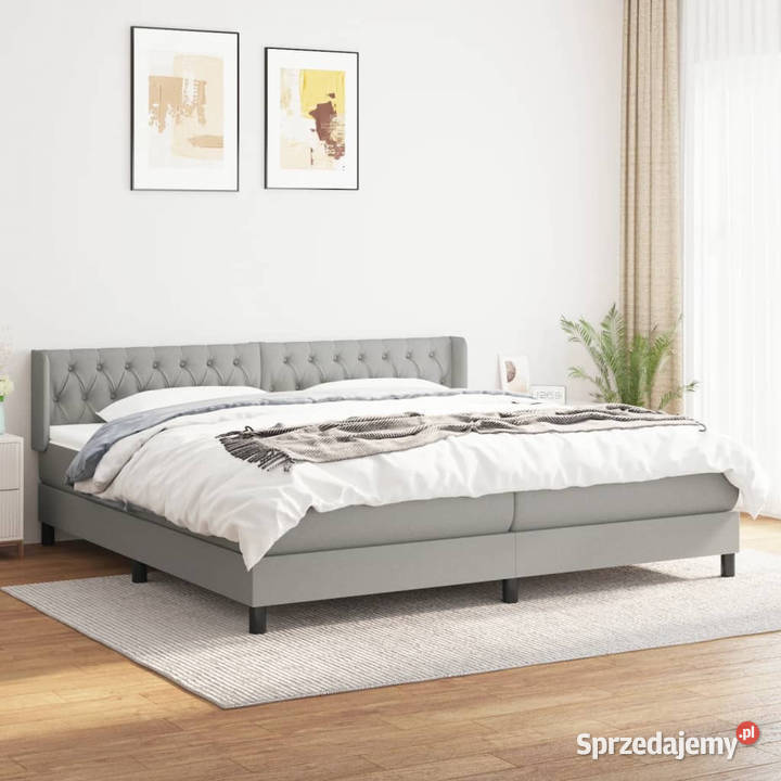 Łóżko kontynentalne z materacem jasnoszare 88cm