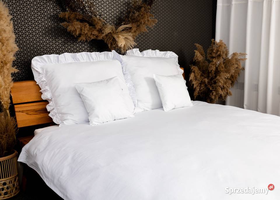 Pościel bawełna satynowa biała falbanka Lipnica