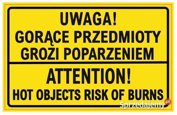 Naklejka Uwaga Gorące przedmioty 81 x 52 mm Kamionna