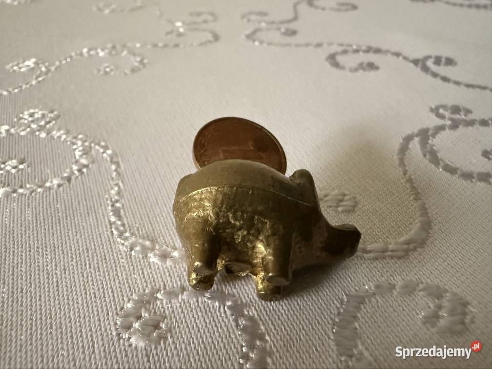 Mosiężna Figurka Świnka z Pieniążkiem Miniaturka Czerwionka-Leszczyny
