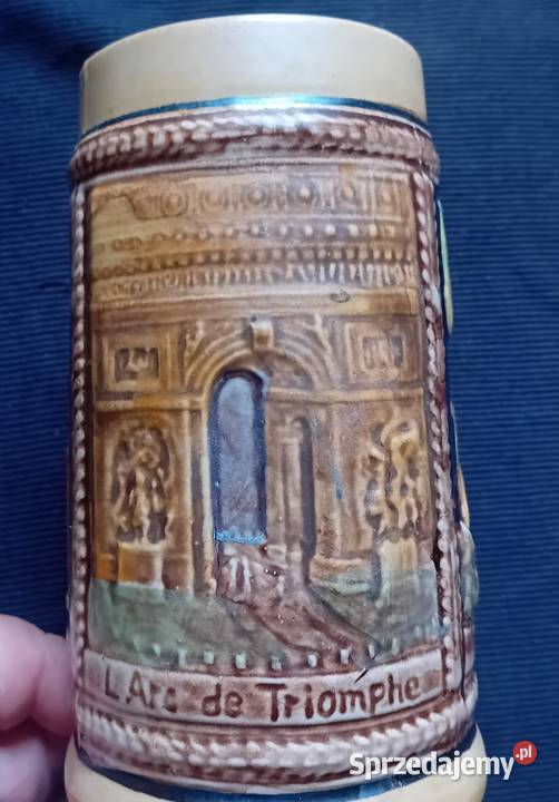 Ceramiczny kufel pamiątka z Paryża majolika Koźminek