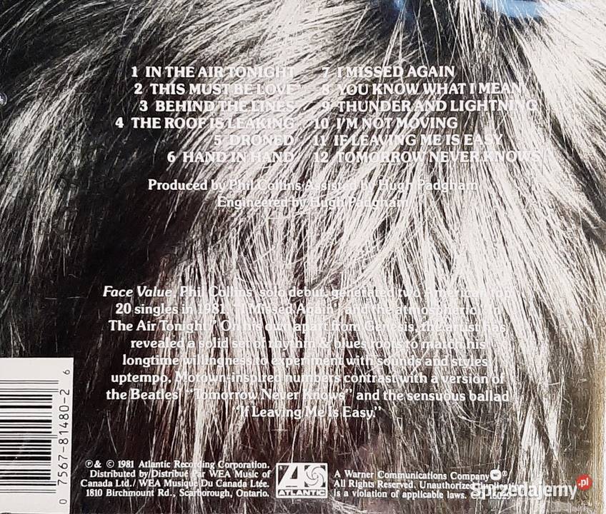 CD Nowa Najlepszy Album PHIL COLLINSa Face Value 1 płyta Szczecin