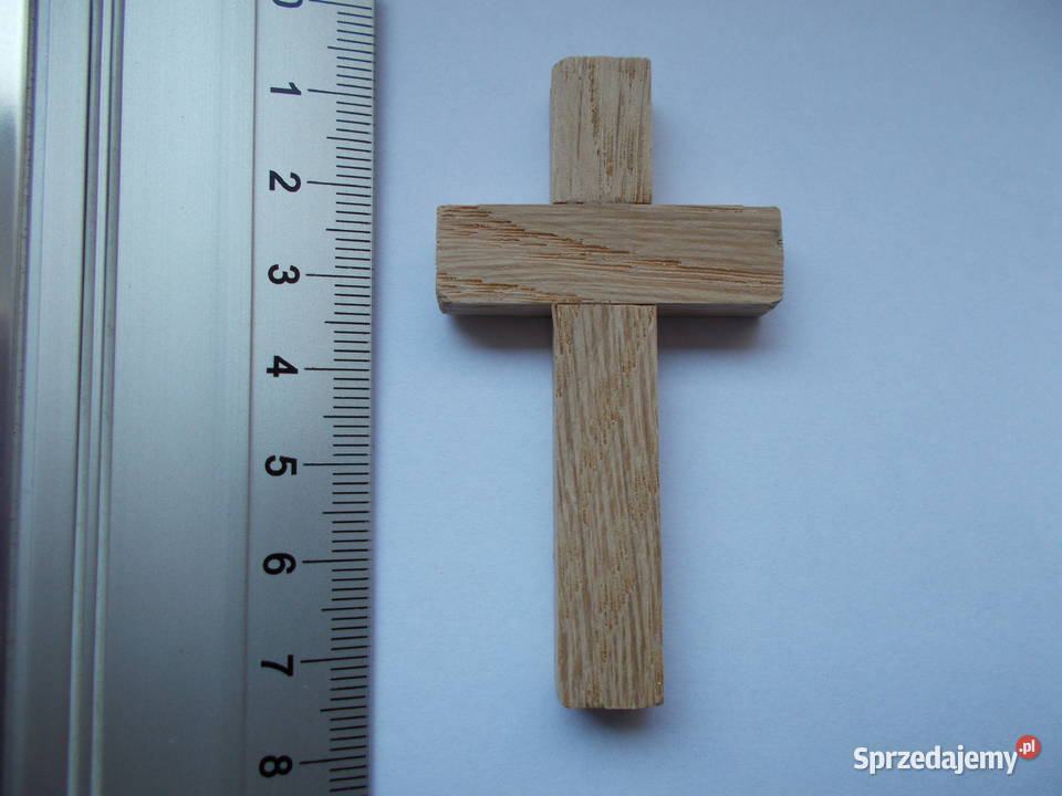 Drewniany mały dębowy krzyż na ścianę 65x35 Ruda Śląska