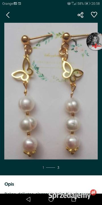 Kolczyki srebro 925 pozłacane z perłami srebrne Poznań
