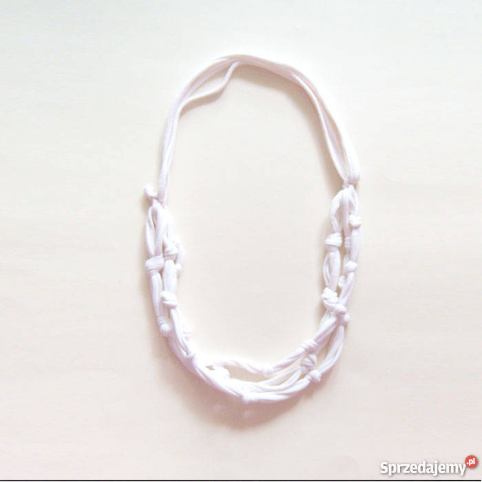 biały naszyjnik z bawełny szurkowa ozdoba Katowice
