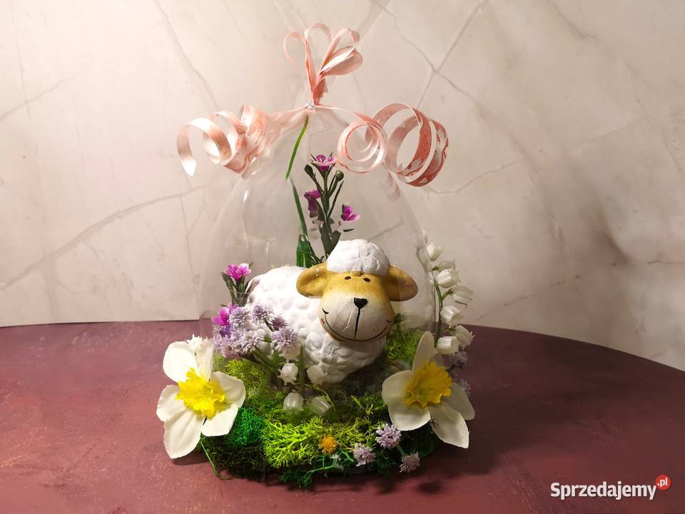 Stroik wielkanocny z barankiem w akrylowym jajku Kielce sprzedam