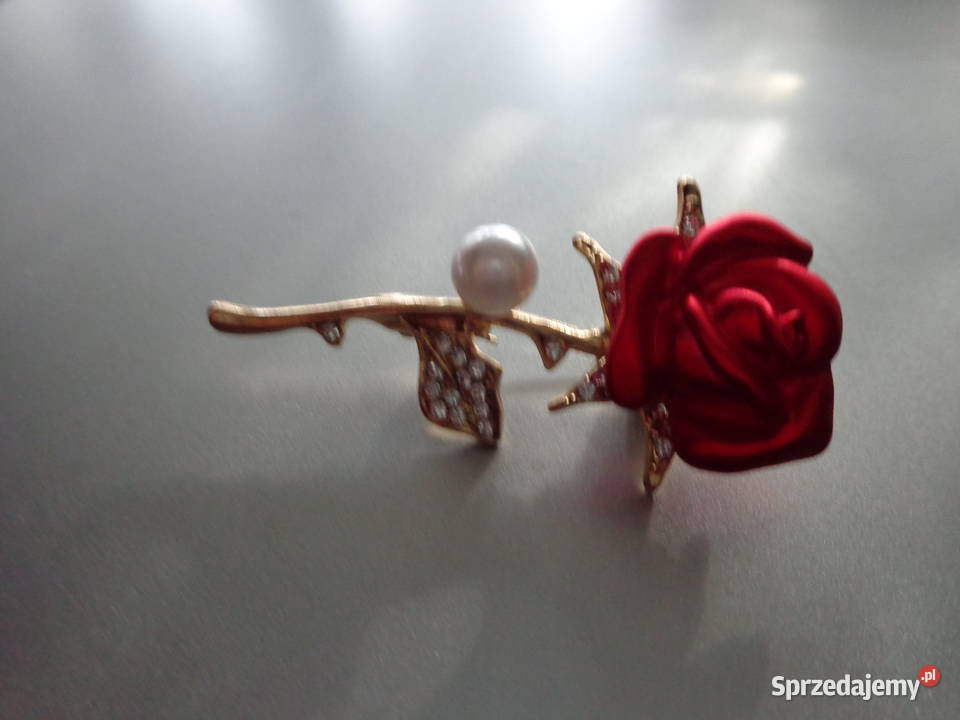 broszka nowa czerwona róża Poznań