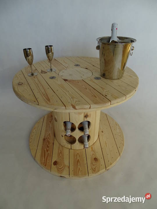 Stolik z otworami na napoje z pojemnikiem do 70cm pomorskie