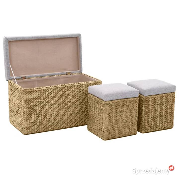 vidaXL Ławka z 2 pufami zestaw wypleciony z Warszawa