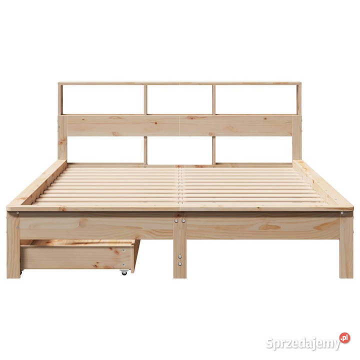 Łóżko z regałem bez materaca sosnowe 140x190