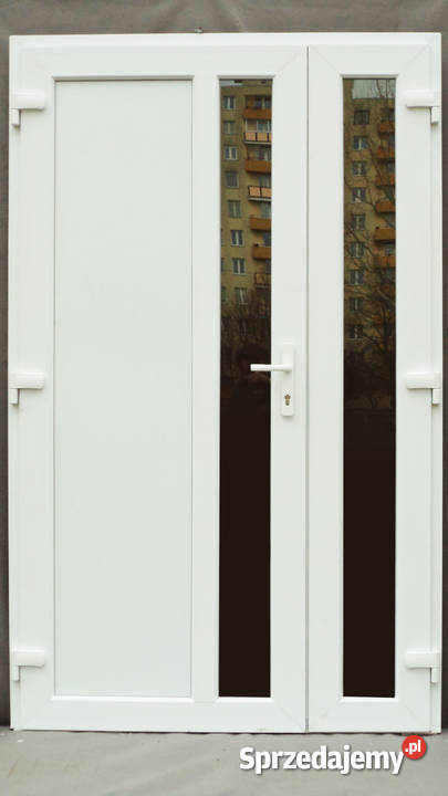 Ciepłe drzwi PCV 130x210 z dwoma szybami Toruń