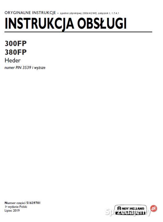 Holland heder 300fp 380fp instrukcja obsługi Rok wydania 2019 Gdańsk