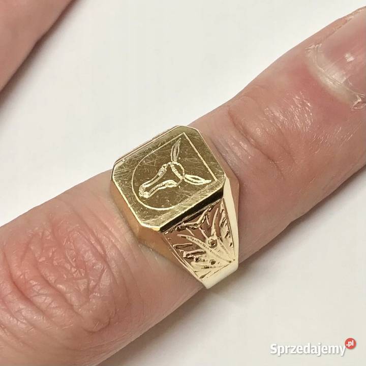 Złoty SYGNET damski 585 14K cudowny znak zodiaku mazowieckie Warszawa