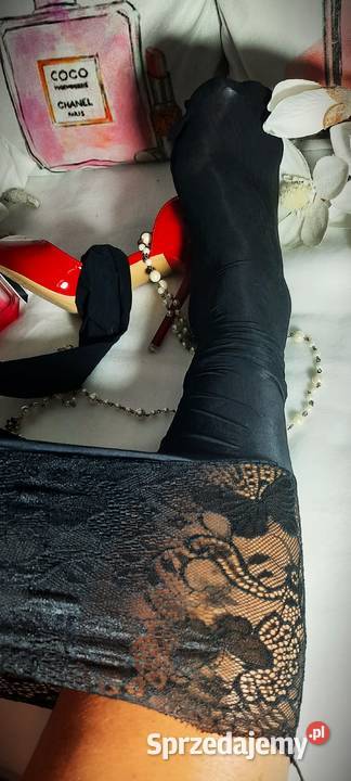 rajstopy czarne olejowe koronka czarna burgund