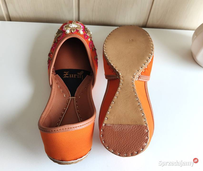 Nowe buty balerinki 39 38 pomarańczowe zdobione Szczecin