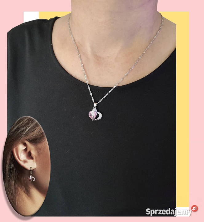 Komplet biżuterii pr925 Różowe Serce