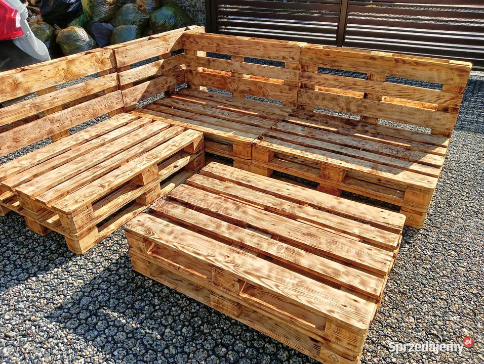 Meble paletowe ogrodowe z palet Narożnik stolik Niepołomice