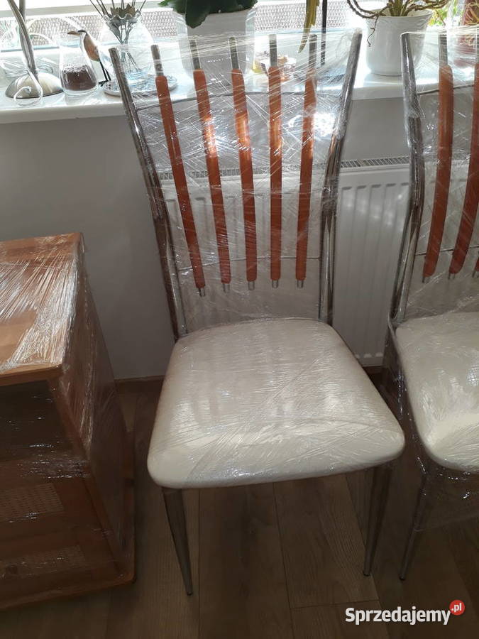 Krzesla salonowe4biale metal zdobione Gdynia sprzedam