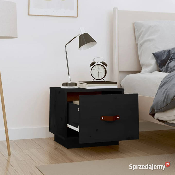 Szafka nocna czarna 40x34x35 lite drewno sosnowe Nocne Warszawa