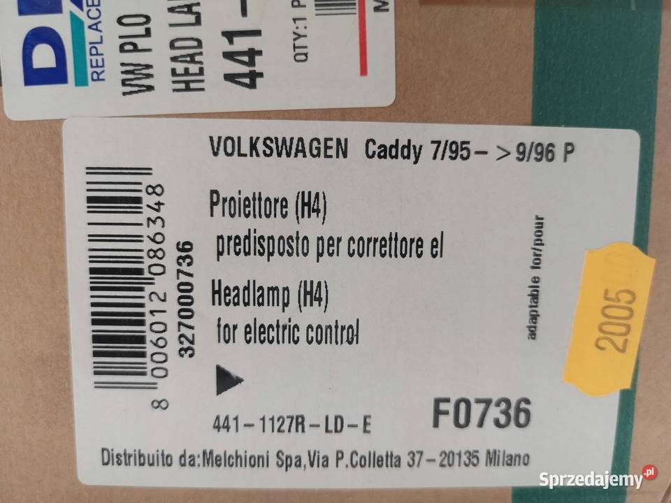 LAMPA PRAWY PRZÓD VW CADDY POLO 19952004 DEPO sprzedam