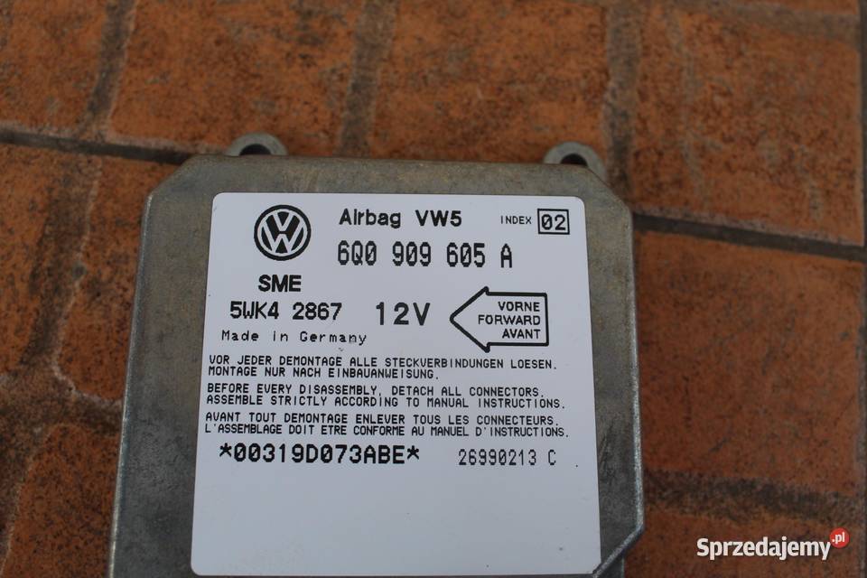 MODUŁ SENSOR AIRBAG VW BEETLE 6Q0909605A Komputery