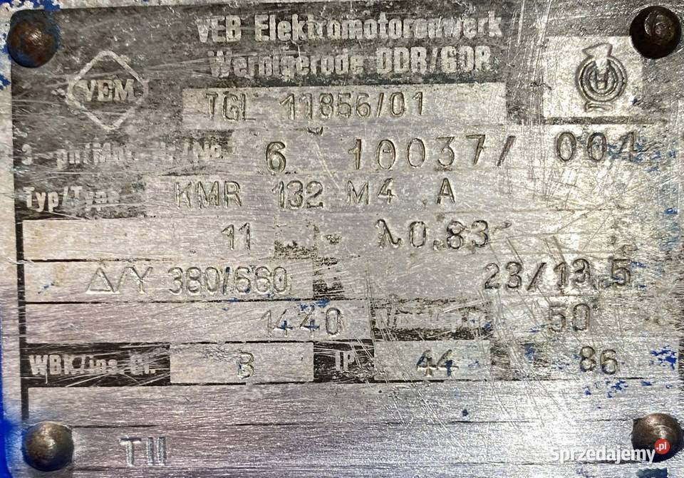 silnik elektryczny 11kW 1440obr 3fazowy VEM Pigża