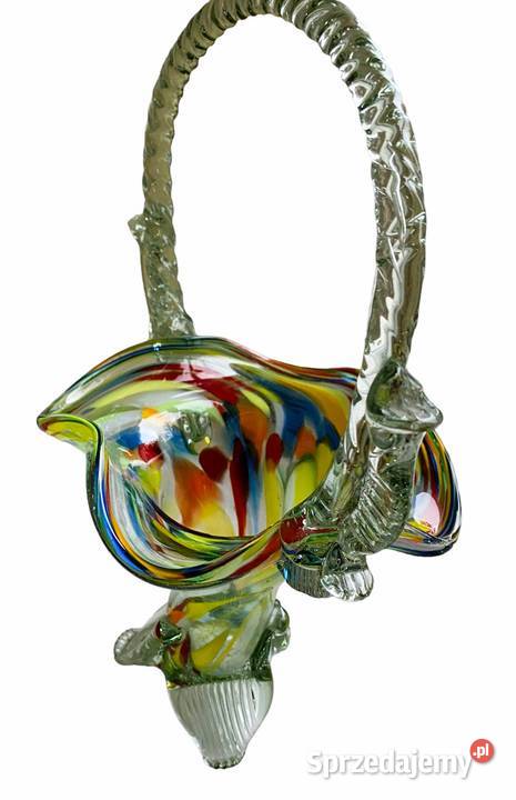 Wazon Koszyk Polskie Huty Szkła PRLu Porcelana i szkło Warszawa