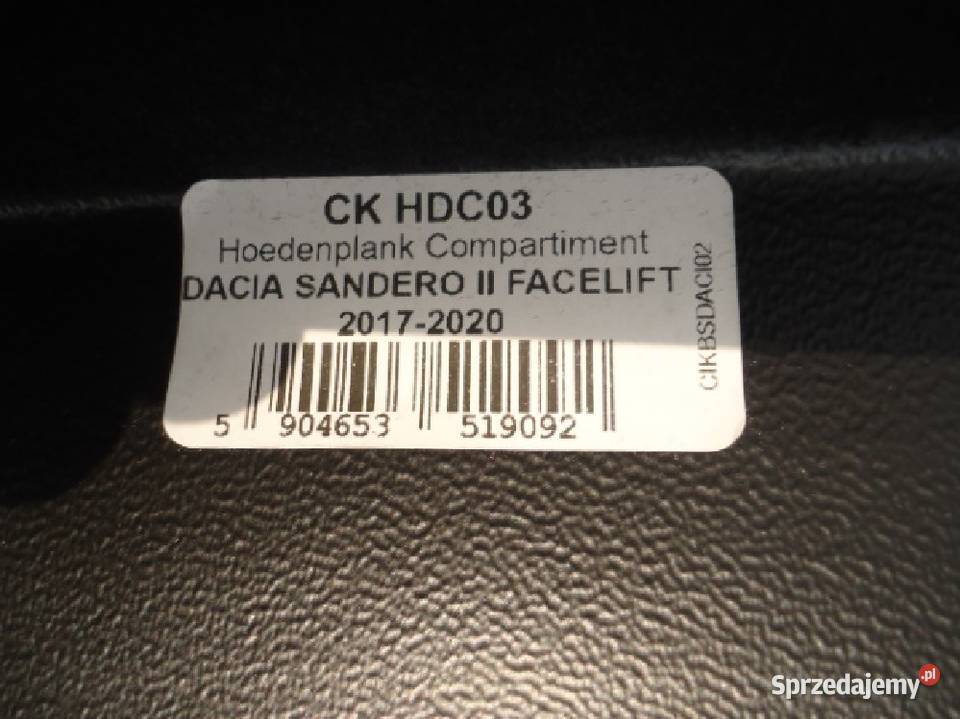 PÓŁKA DO BAGAŻNIKA DACIA SANDERO II CK HDC03 Jaworzno