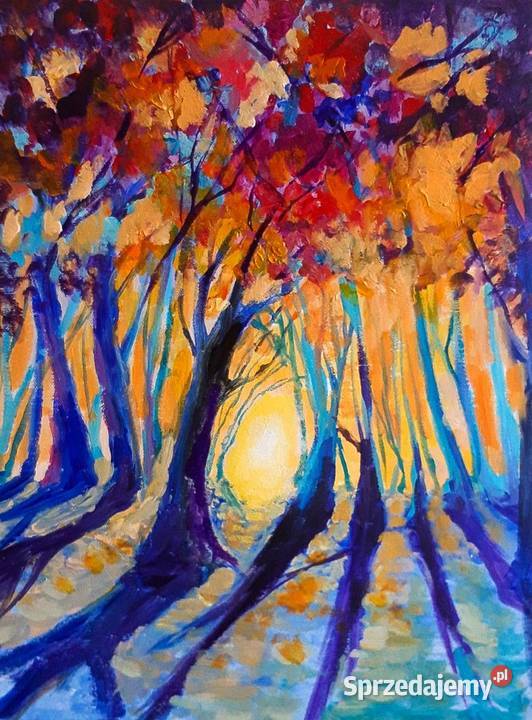 NIEBIESKIE DĘBY obraz na płótnie 40x30 artystki śląskie Katowice