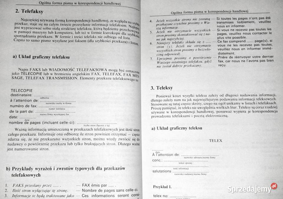 Le francais commercial Wzory francuskich listów Chełm sprzedam