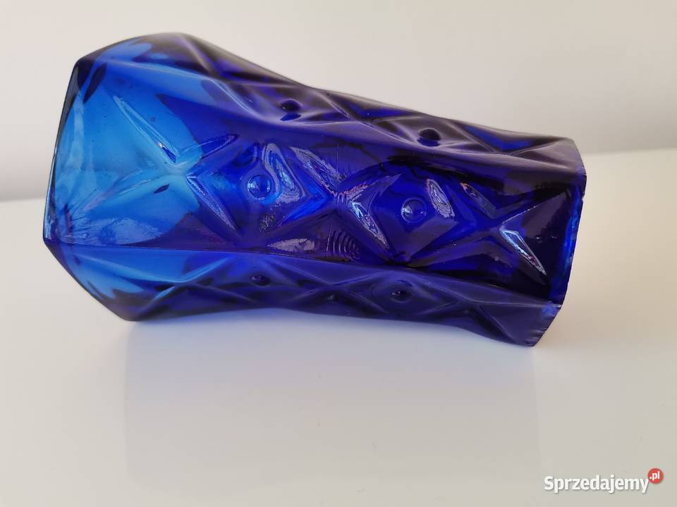 Stary niebieski wazon szkło kobaltowe HSG Katowice sprzedam