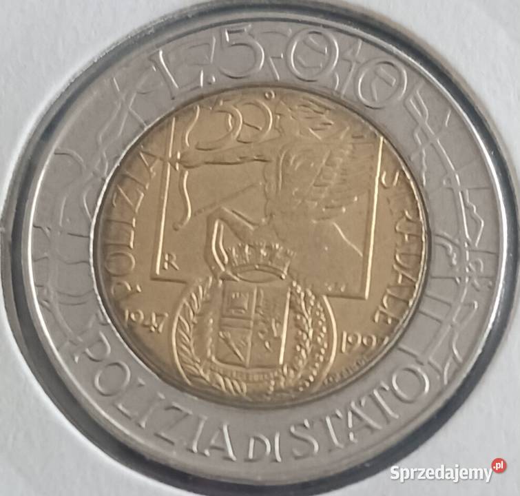 500 Lirów Włochy 1997 r okolicznościowe Numizmatyka wielkopolskie Konin