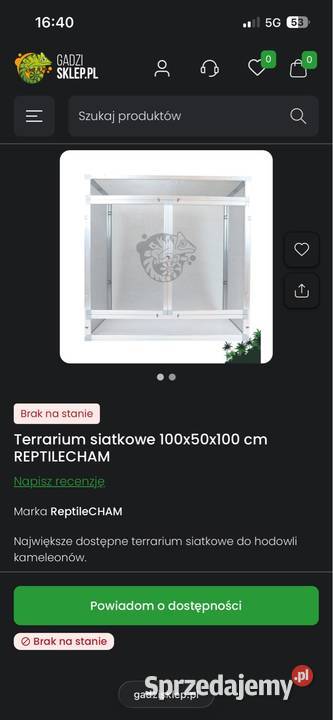 Terrarium z siatki 100x50x100 kameleona DUŻE Sopot