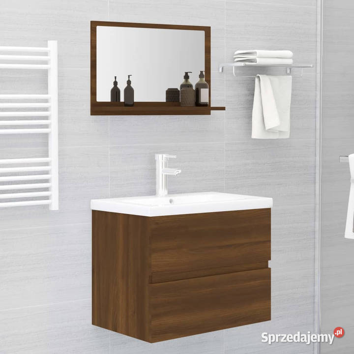 Lustro łazienkowe brązowy dąb 60x105x37 WM815638 mazowieckie Warszawa