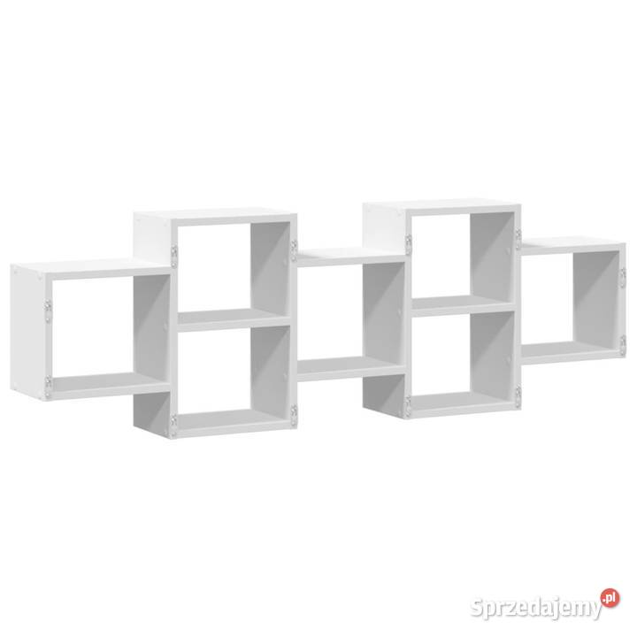 Półka ścienna biała 129x18x42 materiał