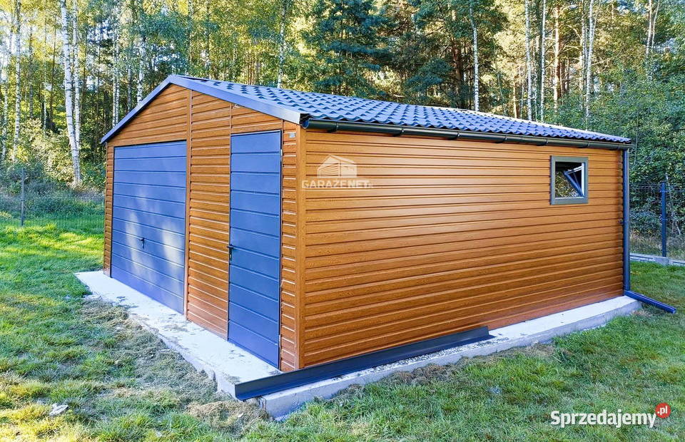 GARAŻ BLASZANY 5m x 6m DWUSPAD BRAMA DRZWI OKNO