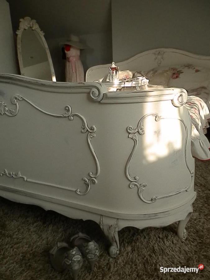Łóżko shabby chic królewskie ludwikowskie Antyki, Sztuka, Kolekcje Lubin