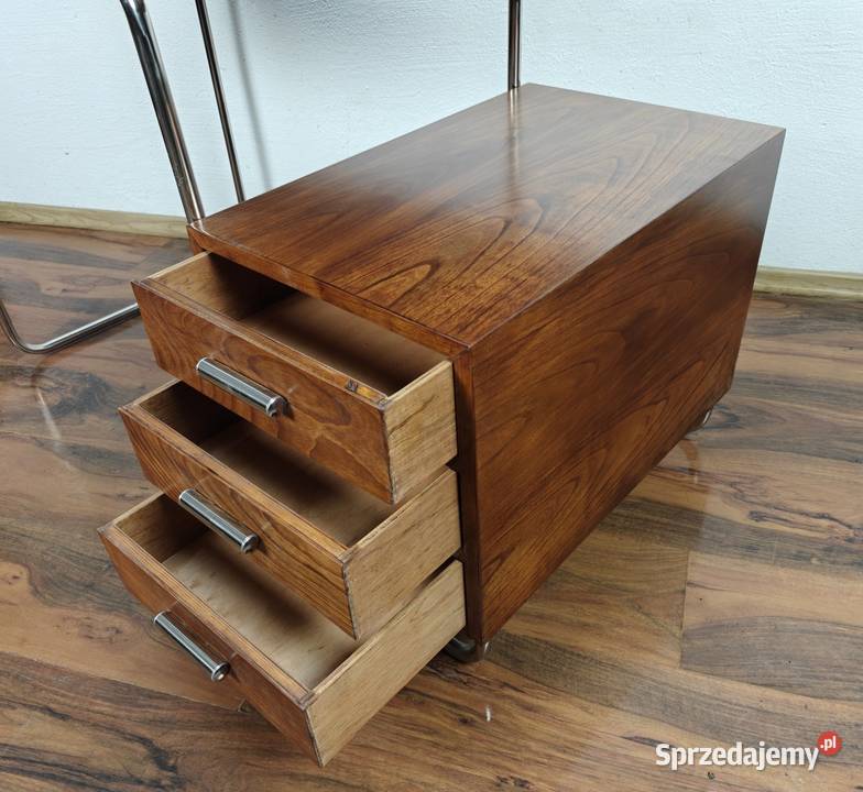 Biurko ciemny brąz chrom czereśnia Bauhaus Art