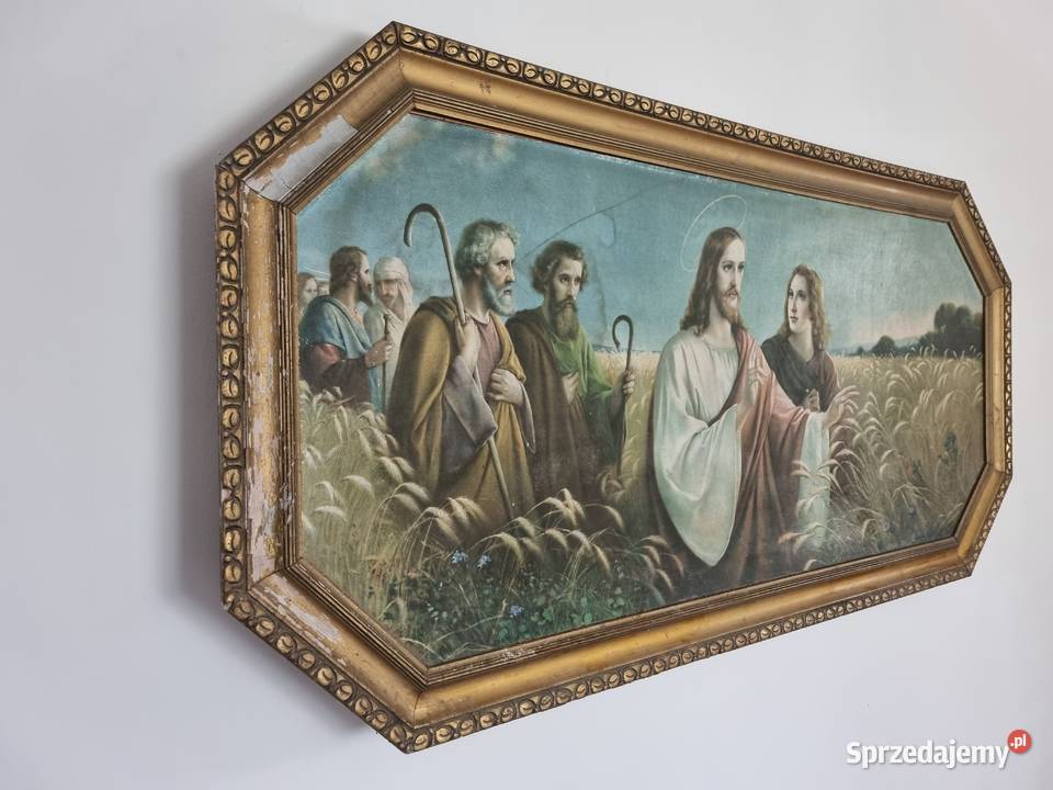 Stary obraz religijny w drewnianej ramie ok Malarstwo Radzionków