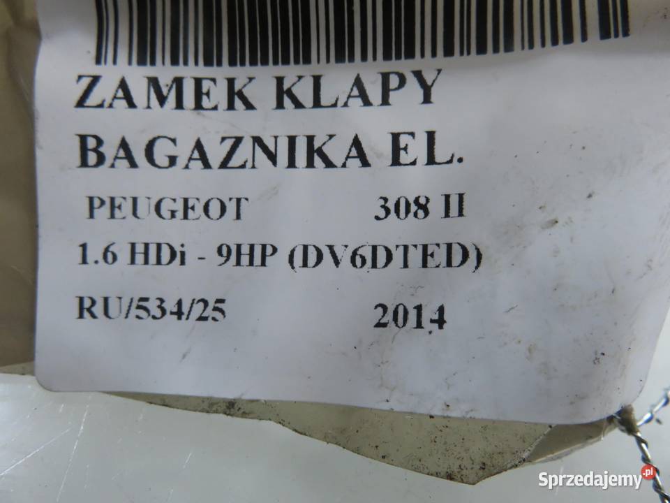 ZAMEK KLAPY PEUGEOT 308 II 9804762080 osobowe