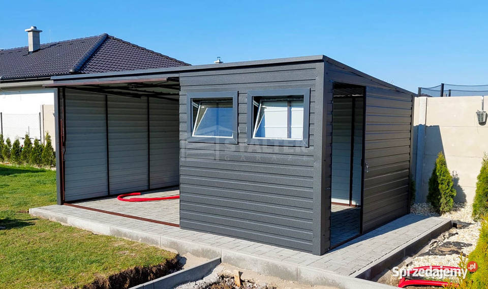 Garaz Blaszany 52X3 Brama Uchylna Drzwi 2x okno 588zł/m2 Sprzedaż Kalwaria Zebrzydowska