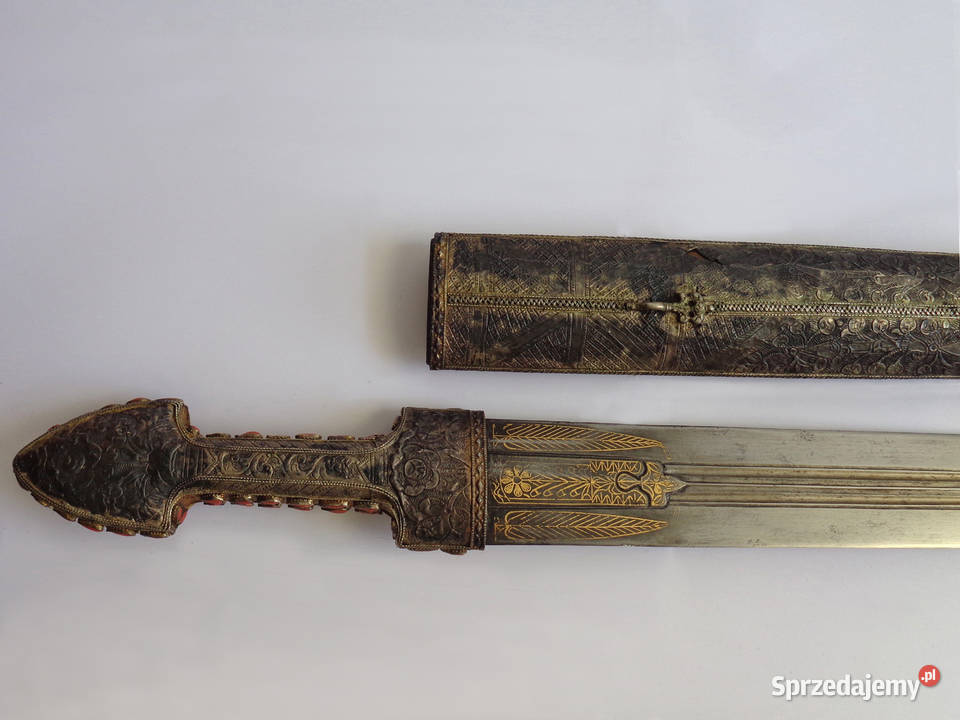 Duży Sztylet Ozdobny Dagger z Koralami Brzeg