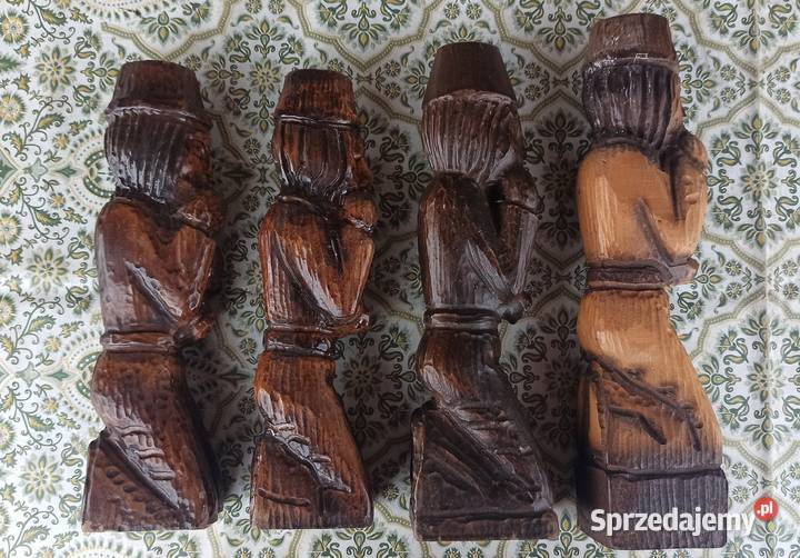 Stare drewniane figurki ręcznie rzeźbione Wieluń sprzedam