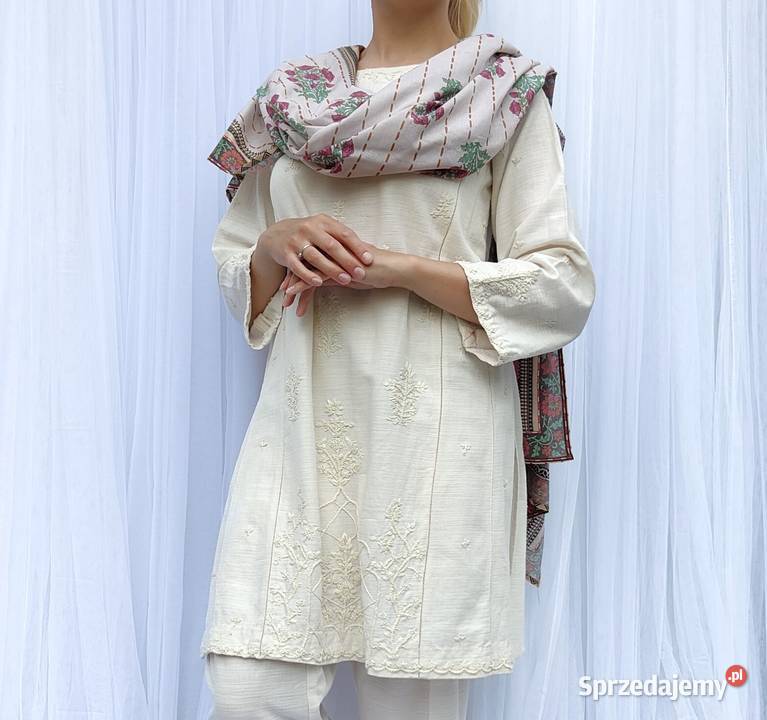 Duża chusta szal dupatta kwiaty bawełna orient Szczecin