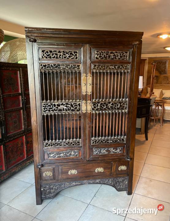 Orientalna ręcznie rzeźbiona szafa masywna Dom i Ogród Raszyn
