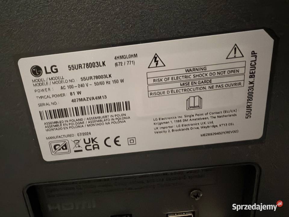Telewizor LG LED 55 SmartTV z 072024